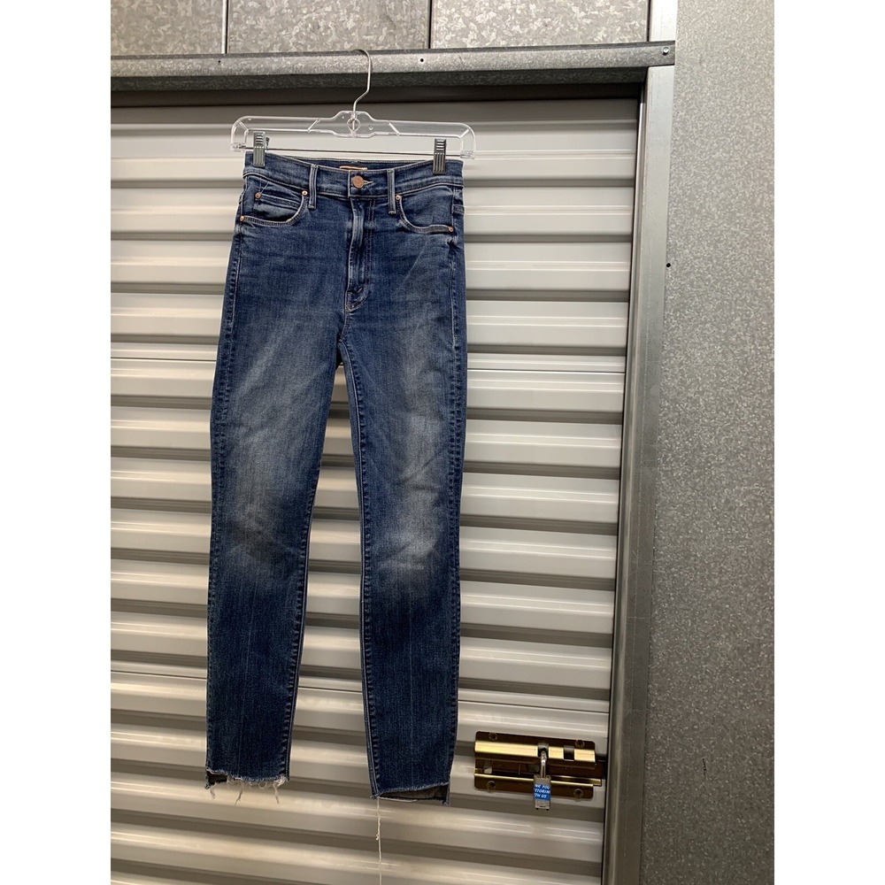 Mother The Stunner Zip Ankle Step Fray Walking On Coals 24x26 Blue Jeans